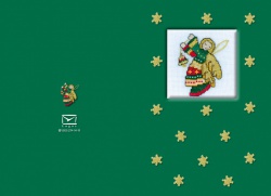 Kartki - Świąteczne - Karnet "Z aniołkiem na zielonym tle"