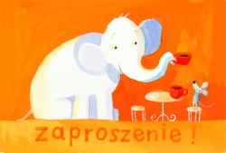 Zaproszenia - Na kinderbal - "Słoń i mysz"